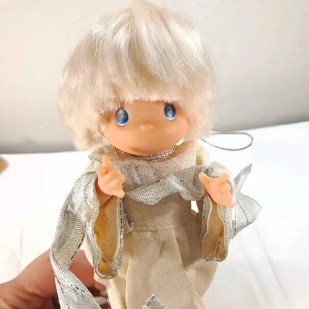 PRECIOUS MOMENTS FLYING ANGEL DOLL HANGING‎ ORNAMENT silver blonde boy Vintage
